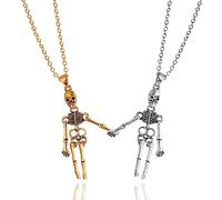 NIHENHAO 2 Pezzi Ciondolo Scheletro Coppia Collana Coppia Collana Bellissimi Gioielli Teschio collane Lega