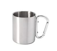 NIHENHAO 220ml Personalizza Tazza da Viaggio in Acciaio Inossidabile con moschettone con Anello a D e Maniglia per Gancio Dopo Una Tazza di caffè per Il Campeggio all'aperto