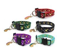 NIHENHAO Bellissimo Collare per Cani con Collare per Cani a Forma di Stella lunare con Ciondolo a Stella Luna Collare Regolabile con Fibbia in Nylon