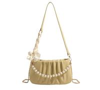 NIHENHAO Borsa a tracolla da donna con catena di perle in pelle PU borsa a tracolla semplice borsa messaggeri dolce nuvole borsa per viaggio