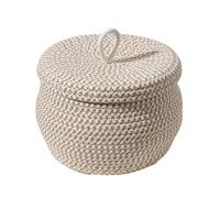 NIHENHAO Cestino portaoggetti Intrecciato a Mano con Coperchio Contenitore in Corda di Cotone per Uova Vassoio per Snack Lavanderia per Bambini Organizzatore di Giocattoli Decorazioni