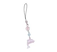 NIHENHAO Ciondolo di fascino del telefono delfino a tema oceano - rosa, 12.5cm, Acrilico