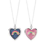 NIHENHAO Collana con Ciondolo a Forma di Scatola a Cuore Vintage Arcobaleno con Medaglione per Donne Uomini e Bambini Natale