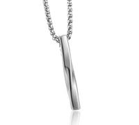 NIHENHAO Collana Lunga Rettangolare in Argento Collana a Catena Semplice in Acciaio Inossidabile Collana con Ciondolo Verticale in Acciaio Inossidabile