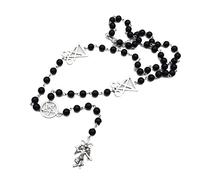 NIHENHAO Collana rosario mistico con Baphomet, collana con ciondolo a forma di capra e pipistrello, idea regalo