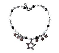 NIHENHAO Egirl Gioielli Perline Cool Collana con Ciondolo a Stella Collana Girocollo con Stella in Cristallo di Moda per Donna Accessorio Punk in Lega