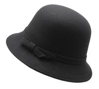 NIHENHAO Elegante cappello in feltro britannico da donna per carnevale di Natale con fiocco cappello a fascia per esterni - nero
