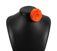 NIHENHAO Esclusiva collana girocollo floreale fatta a mano, delicata catena con fiore elegante collare in tessuto per donne e ragazze, arancione
