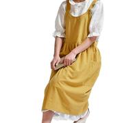 NIHENHAO Grembiule in Cotone e Lino per Donna Grembiule Vintage sul Retro Abito Scamiciato con Tasca per cuocere al Forno Cucina Giardinaggio Lavoro in Cotone e Lino