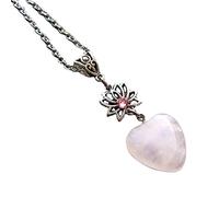 NIHENHAO Quarzo a Forma di Cuore Ciondolo Clavicola Catena Girocollo Collana di Fiori l Pietra Fascino Regalo di San Valentino Gioielli Lega + Pietra Naturale