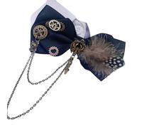 NIHENHAO Steampunk Gears, papillon retrò, unisex, gotico, con catena in metallo, punk, fiocco, per Halloween, cosplay, feste, colore nero