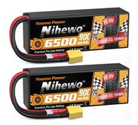Nihewo 2Pack 3S Lipo Batteria, 11.1V Lipo Batteria 6500mAh 90C Custodia Rigida Batterie Lipo Connettore XT60 Compatibile con 1/8 1/10 RC Auto Camion Truggy Veicoli Tank Boat Aeroplani Modelli