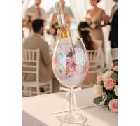 NiHome 112oz Bicchiere da Vino Gigante Iridescente, Grande Capacità Pezzo Unico Centrale Sbalorditivo Cambio di Colore per Celebrazioni e Decorazioni, Artigianale Realizzato a Mano in Cristallo Senza