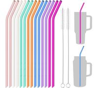 NiHome 14 cannucce in silicone per bicchieri Stanley da 1134 g, 850 g, cannucce riutilizzabili extra lunghe da 35,6 cm, lunghezza tagliabile per borracce grandi da 1,8 litri, 2 spazzole per la pulizia