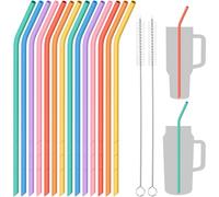 NiHome 14 cannucce piegate in silicone adatte per bicchieri Stanley da 1134 g, 850,5 g, cannucce riutilizzabili extra lunghe da 35,6 cm, lunghezza tagliabile per bottiglie d'acqua grandi da 1,8 litri,