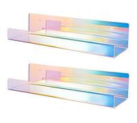 NiHome Attom Tech - 2 ripiani galleggianti in acrilico trasparente, da parete, 38 cm, spessore invisibile, per libri, per casa, ufficio, scuola, affari