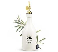 NiHome Bottiglia di olio in ceramica da 350 ml, dispenser per aceto e olio con beccuccio automatico, lavabile in lavastoviglie, bottiglia di olio d'oliva protetta dai raggi UV per la cucina per una
