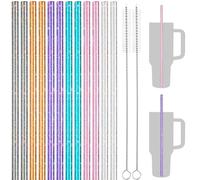 NiHome Cannucce da 1134 g, confezione da 12 cannucce di ricambio in plastica glitterata per bicchieri Stanley da 1134 g, cannucce riutilizzabili in colori assortiti, 30,5 cm, con 2 spazzole, in PETG