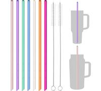NiHome Cannucce in silicone da 35,6 cm, confezione da 7 per tazze Stanley e bottiglie grandi, lunghezza personalizzabile, cannucce riutilizzabili per uso alimentare, con 2 spazzole per la pulizia,