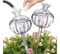 NiHome Confezione da 2 globi di irrigazione per piante in vetro iridescente a forma di cactus, per piante in vaso, capacità 140 ml, mini sistema di irrigazione automatico, adorabile regalo per