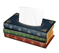 NiHome Copertura per scatola di fazzoletti, rettangolare, in legno, rustica, ideale per bagno, comodino, ufficio, auto, parte superiore blu