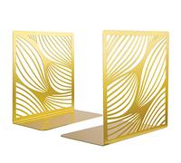 NiHome Fermalibri decorativi in metallo dorato per scaffali, fermalibri per contenere libri pesanti, decorazione per libreria, casa, ufficio, biblioteca, decorazione geometrica