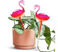 NiHome Flamingo Bulbo Autoirrigante Confezione da 2 10" Lungo Gradiente Rosa Caldo Globo di Vetro Soffiato A Mano Annaffiatoio per Piante in Vaso per La Casa Indoor Outdoor