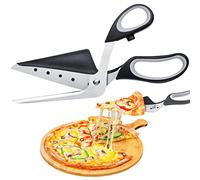 NiHome Forbici per pizza con paletta integrata, tagliapizza multifunzione 2 in 1 con lame in acciaio inox rimovibili, funzionamento con una sola mano, impugnatura morbida ergonomica, utensili da