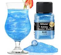 NiHome Glitter commestibile per bevande, polvere, alimenti metallici, Edible Glitter per vino, torte, dolci, dolci, panetteria, vegano, senza titanio (5 g/0,18 oz, blu)