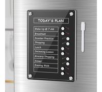 NiHome Lavagna magnetica in acrilico con cursori e supporto da scrivania, multifunzionale per bambini e adulti, tabella di controllo per routine con pennarello per frigorifero e scrivania (nero)