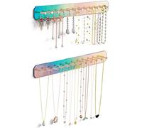 NiHome Organizer per gioielli in acrilico, montaggio a parete, confezione da 2, durevole ed elegante, ganci in acciaio al carbonio, per toletta, bagno, cucina, installazione senza problemi, molteplici