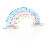 NiHome Organizer per orecchini arcobaleno in acrilico a 3 livelli, 35,6 cm di larghezza x 16 cm di altezza, design leggero e resistente, 140 fori per 70 paia, fila anteriore unica per orecchini