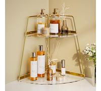 NiHome Organizzatore angolare a 2 ripiani in acrilico per bagno, cucina, camera da letto, organizer angolare per la cura della pelle, organizer per trucchi per riporre i trucchi, robusta struttura in