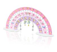 NiHome Portaorecchini acrilico arcobaleno, leggero, multicolore, 140 fori, 70 paia, durevole, resistenti allo sbiadimento e deformazione