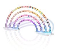 NiHome Portaorecchini iridescenti, 74 fori, colore arcobaleno, per esibizioni di gioielli, organizer per ragazze e donne, in plastica acrilica trasparente