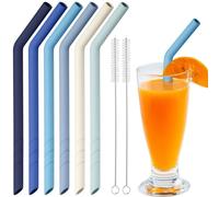 NiHome Reusable Extra Wide Bent Silicone Straws Confezione da 6 (Ocean Colors)