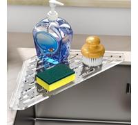 NiHome Scolapiatti angolare in acrilico trasparente, salvaspazio, triangolare, con bordi in silicone antiscivolo