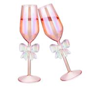 NiHome Set di 2 bicchieri rosa Iridescent Bow Champagne