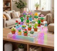NiHome Supporti in acrilico trasparente iridescente a 4 livelli da 28 cm, per mini set Lego e mini set di collezioni botaniche LEGO, mensole iridescenti, rialzi in acrilico per esporre oggetti da
