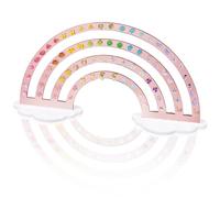 NiHome Supporto per orecchini con 74 fori, espositore per gioie arcobaleno, acrilico, espositore per orecchini, organizzatore per donne (1 unità, oro rosa brillante)