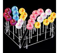 NiHome Supporto per torta pop antiaderente, 24 fori in acrilico, supporto per torta pop lecca-lecca per matrimoni, feste di compleanno, a forma di cuore