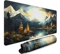 NiHome Tappetino per mouse/tastiera da gaming, misura XL, 89 x 40 cm, protezione completa da scrivania, con base in gomma antiscivolo, per casa e ufficio (montagne e foreste)