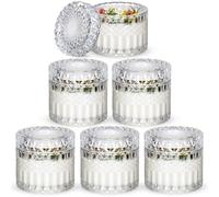 NiHome Vaso di vetro per candela da 8 once con coperchio, 6 pezzi, portaoggetti multifunzione, design unico in rilievo, decorazione domestica, occasioni speciali