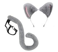 NIHUIFA Cerchietto per capelli con orecchie di gatto e coda per studentessa, multicolore, per carnevali e carnevali