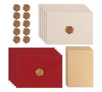 NIHUIFA Set di cancelleria in carta di lino, 35 pezzi, con buste, fogli di lettere e sigillo di candela per inviti