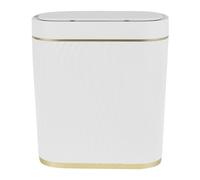 NIHUIFDPY Pattumiera intelligente con sensore di movimento, 7 l, impermeabile, touchless, alimentato a batteria, sottile, a basso rumore, per camera da letto, bagno, cucina, ufficio (bianco + oro)