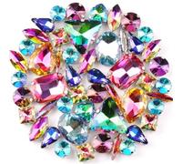 NIHUJALE Strass, 50 Pezzi/Borsa in Argento con incastonatura a Griffe for Cucire Strass 11 Forme Mix Zaffiro AB Colore Cristallo di Vetro(Rainbow Mix 50Pcs)