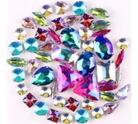 NIHUJALE Strass, 50 Pezzi/Borsa in Argento con incastonatura a Griffe for Cucire Strass 11 Forme Mix Zaffiro AB Colore Cristallo di Vetro(AB Colors Mix 50Pcs)
