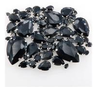 NIHUJALE Strass, 50 Pezzi/Borsa incastonatura for Artigli in Argento, Strass da Cucire, 7 Misure assortite, Applique in Cristallo di Vetro a Forma di Goccia d'Acqua(A3 Black)