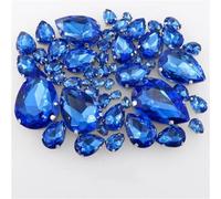 NIHUJALE Strass, 50 Pezzi/Borsa incastonatura for Artigli in Argento, Strass da Cucire, 7 Misure assortite, Applique in Cristallo di Vetro a Forma di Goccia d'Acqua(A7 Lt Sapphire)